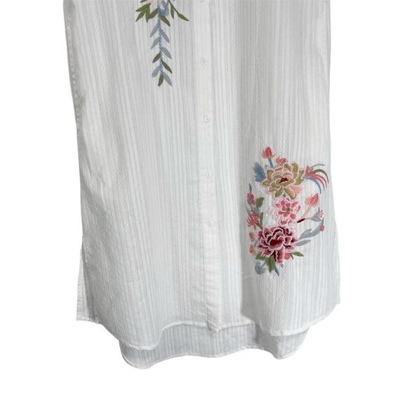 Paparazzi White Embroidered Sleeveless Button Front Tunic Dress S - Picture 4 of 12